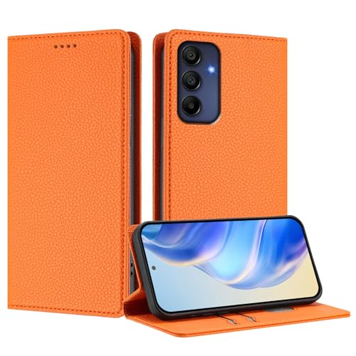 Asdsinfor Schutzhülle für Samsung A36 5G, PU-Leder, mit RFID-Blockierung, [3 Kartenfächer], Kickstand, Schutzhülle, stoßfest, TPU-Innenschale für Samsung Galaxy A36 5G, Orange LZW von Asdsinfor