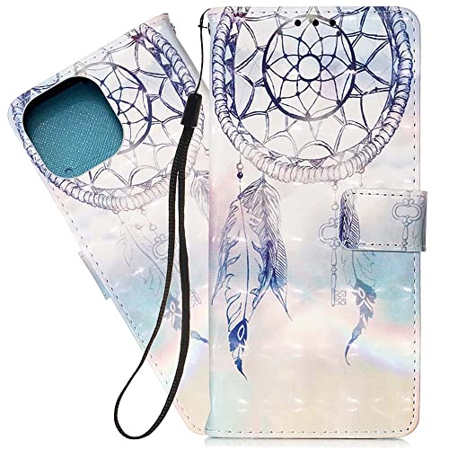 Asdsinfor Apple iPhone 13 Handyhülle, 15,6 cm (6,1 Zoll), 3D, Premium-PU-Leder, mit Kartenhalter, Ständer, Handgelenkschlaufe, Magnetverschluss, stoßfeste Klapphülle, Dreamcatcher YB-3D von Asdsinfor