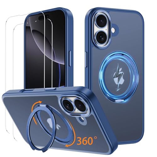 Asdsinfor Spin Magnetic Stand for iPhone 16 Plus Case Compatible with Wireless Charging Shockproof Slim Cover with 2 Screen Protector Drehbarer Kickstand Ring for Apple iPhone 16 Plus XZ Blue Asdsinfor Spin Magnetic Stand for iPhone 16 Plus Case Compatible with Wireless Charging Shockproof Slim Cover with 2 Screen Protector Drehbarer Kickstand Ring for Apple iPhone 16 Plus XZ Blue von Asdsinfor