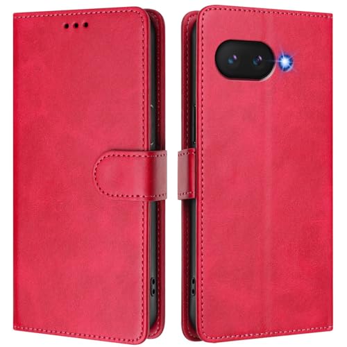 Asdsinfor Wallet Case für Google Pixel 9A, [RFID-Blockierung] 3 Kartenhalter Ständer [Stoßfeste TPU-Innenabdeckung] PU Leder Magnetische Schutzhülle Flip Case für Google Pixel 9A, Rose Pink YBW von Asdsinfor