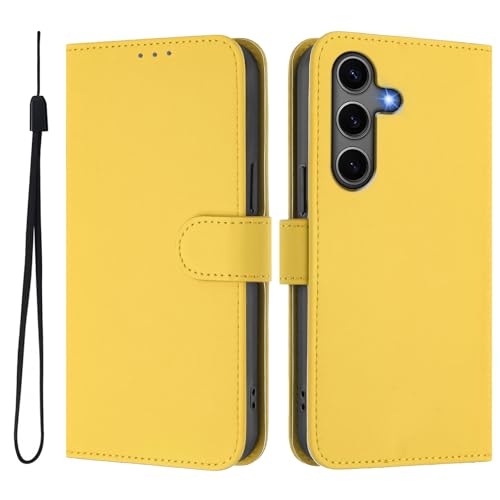 Asdsinfor Wallet Case für Samsung Galaxy S25 Plus, 3 Kartenhalter Kickstand [Stoßfeste TPU-Innenhülle] PU Leder Magnetverschluss Schutzhülle Flip Case für Samsung S25 Plus, Zitronengelb YBCS von Asdsinfor