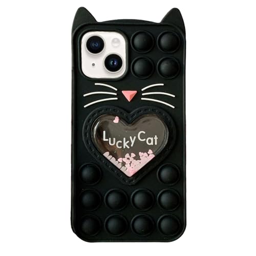 Asgens Fidget Pop Hülle für iPhone 13/14, Glückliche Schwarz Katze Treibsand Bling Sterne Drücken Blasen Stoßfeste Weiche Silikonhülle für Apple iPhone 13/14 6.1 Zoll Asgens Fidget Pop Hülle für iPhone 13/14, Glückliche Schwarz Katze Treibsand Bling Sterne Drücken Blasen Stoßfeste Weiche Silikonhülle für Apple iPhone 13/14 6.1 Zoll von Asgens