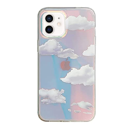 Asgens Kompatibel mit iPhone 12/12 Pro 6,1 Zoll Laser Hülle Wolkenmuster Bling Glitzer Luxus Hülle Schlank TPU und Harter PC Stoßfeste Schutzhülle für iPhone 12/12 Pro 6.1" Mädchen Frauen von Asgens