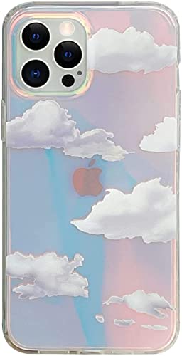 Asgens Kompatibel mit iPhone 12 Pro Max 6,7 Zoll Laser Hülle Wolkenmuster Irisierend Bling Glitzer Luxus Hülle Stoßfeste Schutzhülle für iPhone 12 Pro Max 6.7" Mädchen Frauen von Asgens