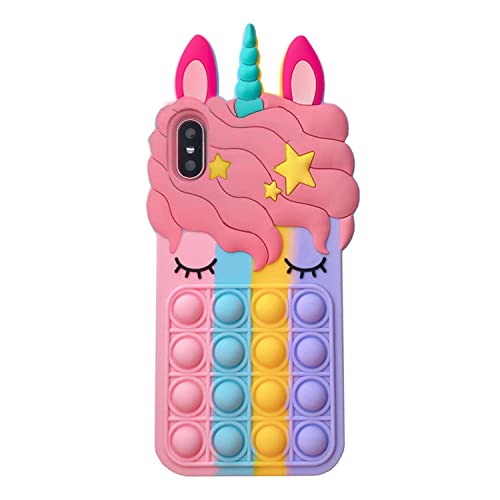 Asgens Pop Bubbles Hülle für iPhone X/XS, süßes süßes Cartoon-Einhorn, Regenbogen-Pop, stoßfest, Silikon, weiche Handyhülle für Apple iPhone X/XS 5,8 Zoll von Asgens