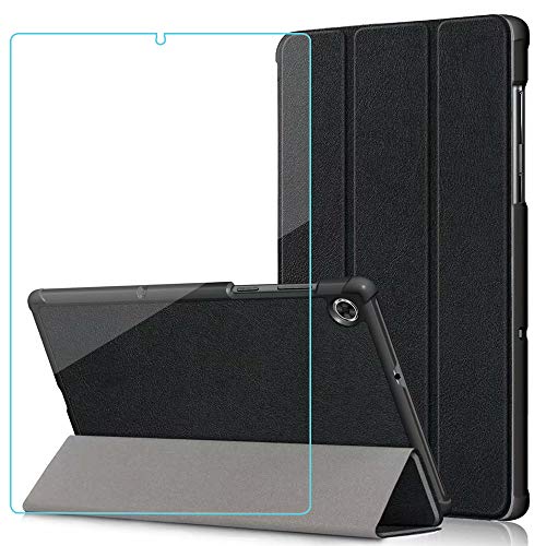 Ash-case Hülle für Lenovo Tab M10 FHD Plus 10.3, Ultra Slim Schutzhülle Hochwertiges PU mit Standfunktion Perfekt Geeignet für Lenovo Tab M10 FHD Plus,schwarz+1xSchutzfolie aus gehärtetem Glas von Ash-case