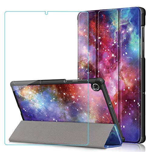 Ash-case Hülle für Lenovo Tab M10 FHD Plus 10.3 Inches, Ultra Slim Schutzhülle Hochwertiges PU mit Standfunktion Perfekt Geeignet,Milky Way+1xSchutzfolie aus gehärtetem Glas von Ash-case