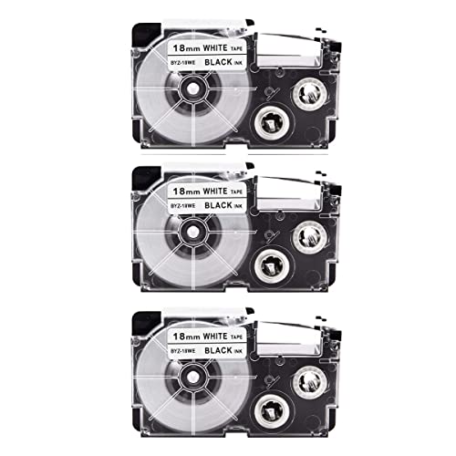 Ashikoi Packung mit 3 Klebebändern kompatibel XR-18WE XR18WE für Label Maker Tape 18 mm für EZ Label Maker -750-780 -7000 von Ashikoi