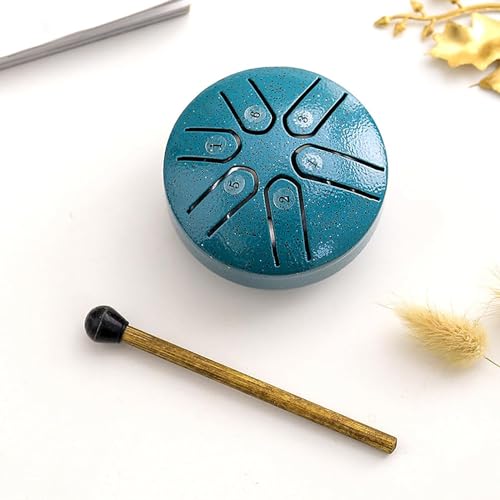 Buddha Stones Mini Steel Tongue Drum 3 Inch Sound Healing Drum Kit,Mini Handpan Drum,6 Note Worry Free Drum,Worry-Free Drum,Handpan Drum with Drumsticks s for Meditation Yoga Sound Healing (Green) von Ashopfun