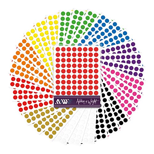 Ashton and Wright - 2.640 leicht abziehbare Farbcodierungsetiketten – 8 mm Punktaufkleber – hell von Ashton and Wright