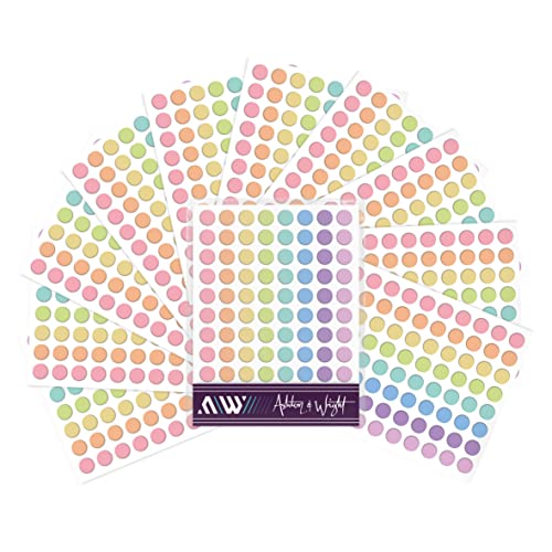 Ashton and Wright - 880 leicht abziehbare Farbcodierungsetiketten – 8 mm Punktaufkleber – Pastellfarben von Ashton and Wright