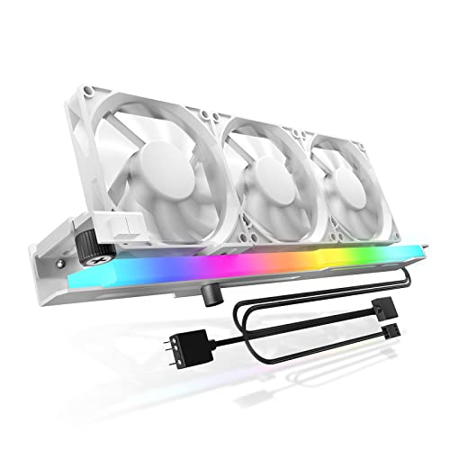 AsiaHorse 80mm PWM PC Gehäuselüfter für Computer Grafikkarte mit Grafikkartenhalterung, 5V 3PIN ARGB GPU Lüfter mit Mainboard Aura Sync Steuerung bis 3000 RPM, Grafikkartenkühler, Weiß von AsiaHorse