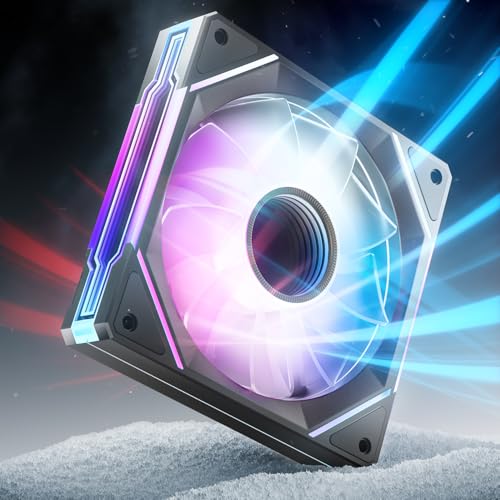 AsiaHorse RGB PC Lüfter 120MM Reverse Blade Gehäuselüfter 1Stück [Infinity Mirror] [HDB] 1800RPM 5V3PIN ARGB und 12V4PIN PWM Lüfter, 50,000 Stunden Lebensdauer AMICI5GT Schwarz Reverse von AsiaHorse