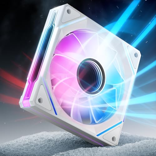 AsiaHorse RGB PC Lüfter 120MM Reverse Blade Gehäuselüfter 1Stück [Infinity Mirror] [HDB] 1800RPM 5V3PIN ARGB und 12V4PIN PWM Lüfter, 50,000 Stunden Lebensdauer AMICI5GT Weiß Reverse von AsiaHorse