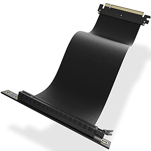 AsiaHorse NEU PCIE 3.0 X16 GPU Riser Kabel, Ultra-Flexible PCIE 3.0 Riser Kabel mit Schneller Geschwindigkeit, Grafikkarte Riser Kabel, 90° PCIE 3.0 Verlängerung, 20CM, Schwarz von AsiaHorse
