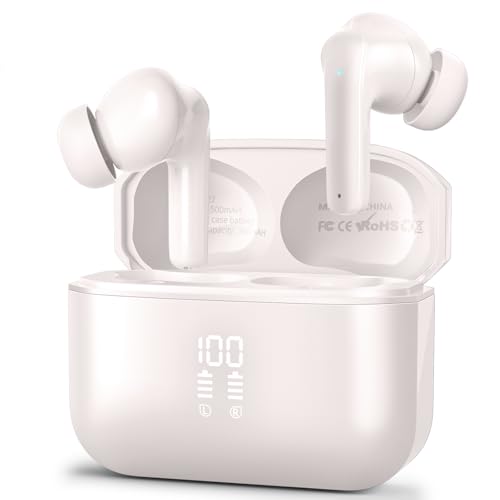 AsiceSound Bluetooth Kopfhörer, Kopfhörer Kabellos Bluetooth 5.3 In Ear Kopfhörer, 72 Std, LED-Anzeige, ENC Lärmreduzierung, HiFi Stereo Ohrhörer, IPX8 Wasserdicht Ohrhörer von AsiceSound