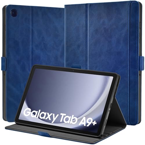 AsileCuir Hülle Kompatibel mit Samsung Galaxy Tab A9+ / A9 Plus Tablet 11 Zoll 2023,Magnetisch PU Leder Schutzhülle mit Karten Tasche Multi-Winkel Ständer Case Cover Auto Schlafen/Wachen,Blau von AsileCuir