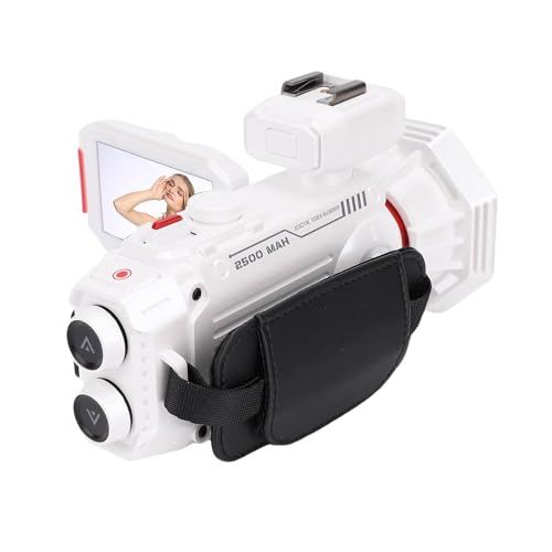 4K-Videokamera-Camcorder, 53MP Autofokus-WLAN-Vlogging-Kamera mit 50-fachem Digitalzoom, 3,0-Zoll-Bildschirm, Externer Blitzschuhschnittstelle, Kartenleser, Wiederaufladbare (White) von Asixxsix