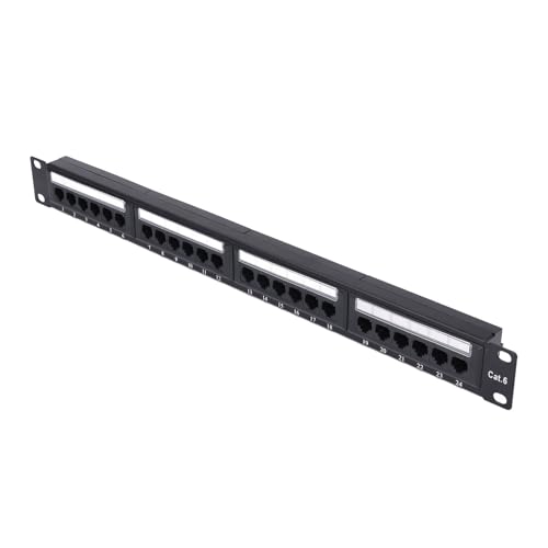 Asixxsix 24 Port Patch Panel, Heavy Duty RJ45 Cat6 Netzwerk Patch Panel 19 Zoll Wall Mount oder Rack Mount 1U Ethernet Patch Panel für Cat5e Cat5, 110 oder Krone Impact Tools Kompatibel von Asixxsix