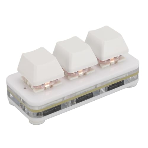 Asixxsix 3-Tasten-Tastatur, USB-Einhand-Mechanische Gaming-Tastatur RGB Maßgeschneiderte Programmierbare Tastatur mit Austauschbarem Red-Hot-Switch für Büroarbeit, PC-Gaming (White) von Asixxsix