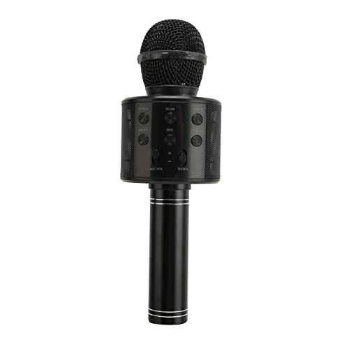 Asixxsix Drahtloses Bluetooth-Karaoke-Mikrofon, Tragbares 4-in-1-Handmikrofon, Lautsprecher, Karaoke-Maschine, Rauschunterdrückung, Kindermikrofon Zum Singen, Geschenke für Mädchen, Kinder (Schwarz) von Asixxsix