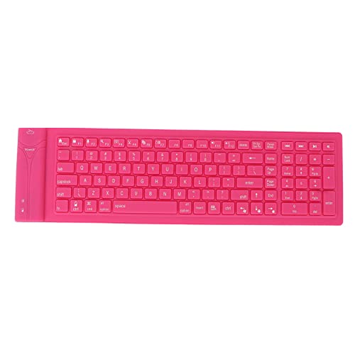 Asixxsix Faltbare Silikon-Tastatur, 108 Tasten, Wasserdichtes, Vollständig Versiegeltes Design, Tragbare Tastatur, Leises Tippen, Faltbare Tastatur für Laptop, PC, Notebook und Reisen (Rosa) von Asixxsix