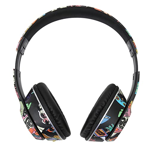 Asixxsix Graffiti-Bluetooth-Headset, RGB-Lampe, Linein-Modus, Kabelloses On-Ear-Headset, Verstellbarer Kopfbügel, Tragbarer Stereo-Kopfhörer mit Mikrofon, Unterstützt 32-GB-Speicherkarte von Asixxsix