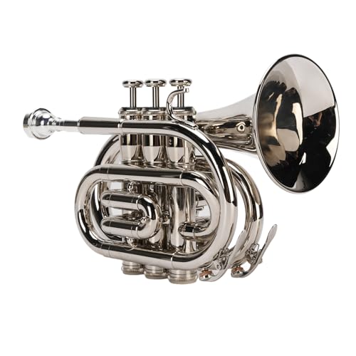 Bb-Trompete, B-Messing-Taschentrompete mit Mundstück, Tragetasche, Handschuhen und Reinigungstuch, für Anfänger, Studenten, Reisende und Profis, Weihnachts- und Bb-Trompete, B-Messing-Taschentrompete mit Mundstück, Tragetasche, Handschuhen und Reinigungstuch, für Anfänger, Studenten, Reisende und Profis, Weihnachts- und von Asixxsix