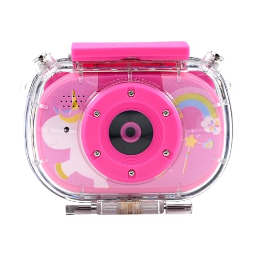 Kids Water Proof Camera, 1080p HD Video Recorder 2 Zoll IPS Bildschirm Unterwasser -Digitalkamera für 3- Bis 12 -jährige Jungen Mädchen mit 32 GB Karte (Pink mit wasserdichtem Gehäuse +32 GB) von Asixxsix