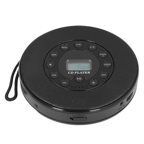 Tragbarer CD-Player mit Lautsprecher, Wiederaufladbarer Kompakter CD-Player mit Anti-Skip und Memory Play, Unterstützt CD, CD-RW, MP3, AUX-USB-Anschluss, für Zuhause, Auto von Asixxsix