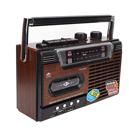 Tragbarer Kassettenrekorder, Retro Boombox AM/FM SW1/SW2 Radio Tape Recorder mit USB/Micro SD-Steckplätzen, Kopfhöreranschluss und Antennen-Kassettenrecorder, Geräuschlos für Zuhause(EU) von Asixxsix