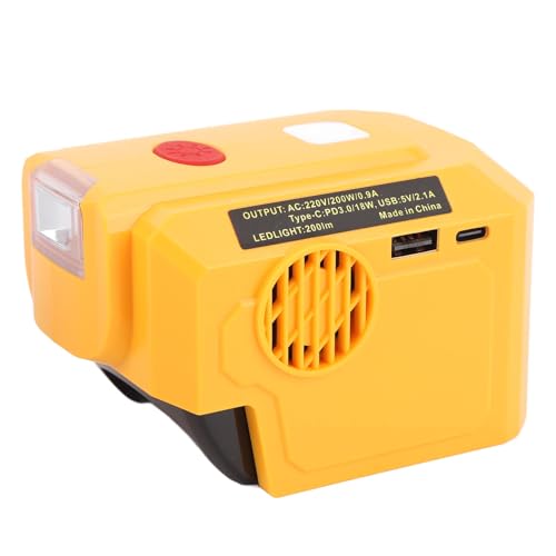 Tragbarer Leistungswechselrichter für 206 205 204 Batterie, DC 18 V Bis AC 220 V 200W Batteriewechselrichter mit USB-, Typ -C- und Wechselstromanschlüssen, 200 Lm LED -Licht Tragbarer Leistungswechselrichter für 206 205 204 Batterie, DC 18 V Bis AC 220 V 200W Batteriewechselrichter mit USB-, Typ -C- und Wechselstromanschlüssen, 200 Lm LED -Licht von Asixxsix