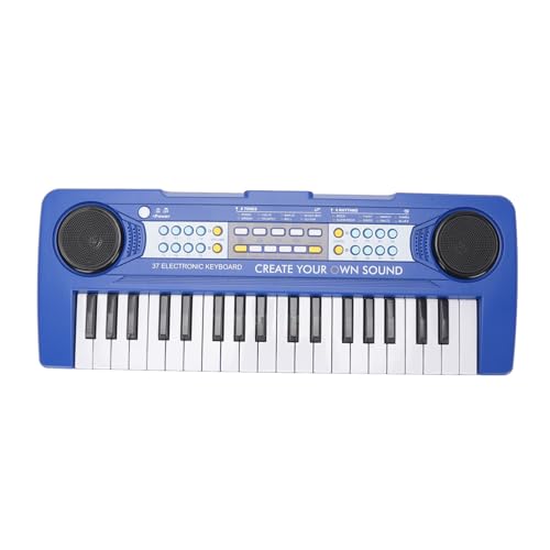 Tragbares Klavier mit 37 Tasten, 8 Töne 8 Rhythmen 6 Demo Songs Elektronisches Keyboard Piano mit Mikrofon, DC 5V 1A Multifunktionales tragbares Musik-Keyboard für Kinder von Asixxsix