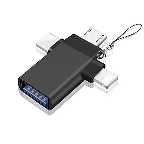 Askoppo OTG Adapter USB c,3 in 1 Typ C Lightning Micro USB 3.0 OTG-Adapterkonverter, Der OTG-Konverter eignet Sich für Media-TV-Sticks, Telefone oder -Tablets Kompatibel mit Lightning(1 Stück) von Askoppo