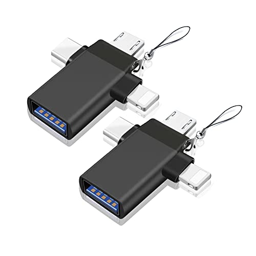 Askoppo OTG Adapter USB c,3 in 1 Typ C Lightning Micro USB 3.0 OTG-Adapterkonverter, Der OTG-Konverter eignet Sich für Media-TV-Sticks, Telefone oder -Tablets Kompatibel mit Lightning(2 Stück) von Askoppo