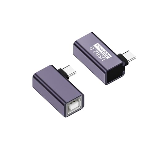 Askoppo Rechtwinkliger USB-C-Stecker auf MIDI-Buchse-Adapter,Typ C auf USB B Druckeradapter für Drucker MIDI E-Piano Synthesizer und mehr Typ-C Gerät/Laptop (2 Stück) von Askoppo