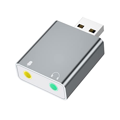 Externe USB Soundkarte,USB auf 3,5mm Klinke Adapter,für Computer, PS5, PS4, USB Audio Stereo Adapter External Sound Card(Grau von Askoppo