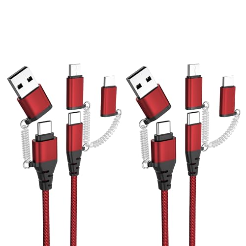 Multi USB A/C Kabel, USB A/USB C auf Lightning/Micro USB/Typ C Ladekabel, USB-C Kabel ist PD 3A Schnellladekabel für iPhone Laptop Tablet Samsung Galaxy Huawei,Kompatibel mit Lightning(2 Stücke/3.3FT) von Askoppo