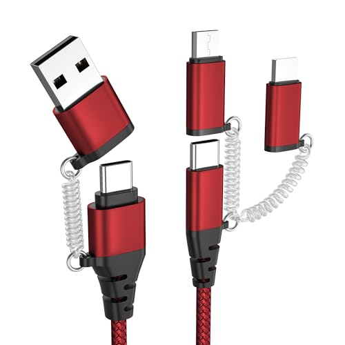 Multi USB A/C Kabel, USB A/USB C auf Lightning/Micro USB/Typ C Ladekabel, USB-C Kabel ist PD 3A Schnellladekabel für iPhone Laptop Tablet Samsung Galaxy Huawei,Kompatibel mit Lightning(3FT) von Askoppo