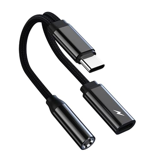 USB C Kopfhörer Adapter und Laden,2 in 1 Adapter USB C Klinke 3,5 mm und Ladegerät, Adapter USB Typ C Audio mit DAC für Pad Pro2018/2020 Galaxy S23/S22 Ultra, Note 20/10, Huawei(1 Stück/Schwarz) von Askoppo