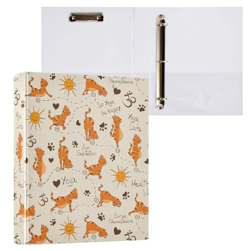 Aslsiy Funny Cat Doing Yoga 3-Ringbuch, 3,8 cm, rund, Klemmbrett, dekorativer Harcover-Ordner, Organizer für Bürobedarf Aslsiy Funny Cat Doing Yoga 3-Ringbuch, 3,8 cm, rund, Klemmbrett, dekorativer Harcover-Ordner, Organizer für Bürobedarf von Aslsiy