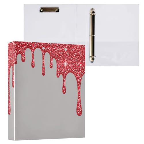 Aslsiy Klemmbrett mit 3 Ringen, 3,8 cm, roter Glitzer, rund, dekorativer Harcover-Ordner, Organizer für Bürobedarf, 1 Stück Aslsiy Klemmbrett mit 3 Ringen, 3,8 cm, roter Glitzer, rund, dekorativer Harcover-Ordner, Organizer für Bürobedarf, 1 Stück von Aslsiy