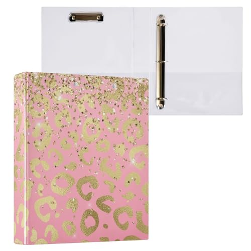 Aslsiy Ringbuch mit 3 Ringen, 3,8 cm, goldener Leopardenmuster, rund, goldfarben, Glitzer, Farbverlauf, dekorativer Harcover-Ordner, Organizer für Bürobedarf, 1 Packung Aslsiy Ringbuch mit 3 Ringen, 3,8 cm, goldener Leopardenmuster, rund, goldfarben, Glitzer, Farbverlauf, dekorativer Harcover-Ordner, Organizer für Bürobedarf, 1 Packung von Aslsiy