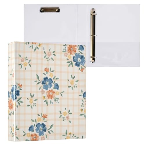 Aslsiy Ringbuch mit 3 Ringen, 3,8 cm, romantische Wiese, Wildblumen, rundes Klemmbrett, Gingham-Karo, dekorativer Harcover-Ordner, Organizer für Bürobedarf, 1 Packung Aslsiy Ringbuch mit 3 Ringen, 3,8 cm, romantische Wiese, Wildblumen, rundes Klemmbrett, Gingham-Karo, dekorativer Harcover-Ordner, Organizer für Bürobedarf, 1 Packung von Aslsiy