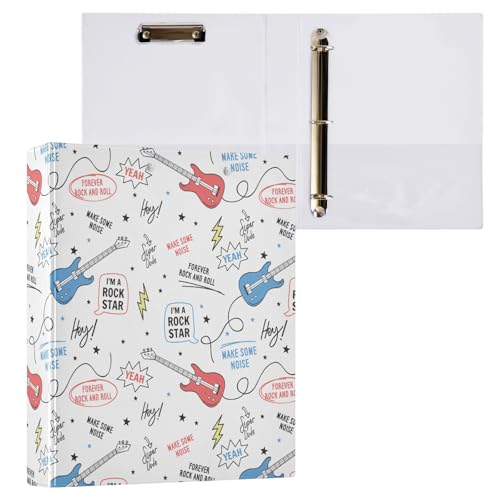 Aslsiy Rock-Musik-Star-3-Ringbuch, 3,8 cm, macht etwas Lärm, rundes Klemmbrett, dekorativer Harcover-Ordner, Organizer für Bürobedarf Aslsiy Rock-Musik-Star-3-Ringbuch, 3,8 cm, macht etwas Lärm, rundes Klemmbrett, dekorativer Harcover-Ordner, Organizer für Bürobedarf von Aslsiy