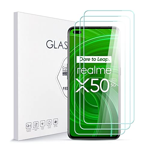 Asoway Stücke Schutzfolie für Realme X50 Pro,9H Härte Glas Super Langlebig, Anti-Öl,Schutzfoliefolie Displayschutz Displayschutzfolie für Realme X50 Pro 3 Stück von Asoway
