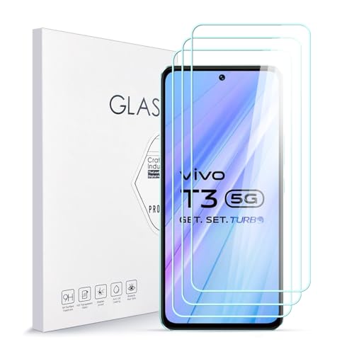 Asoway Stücke Schutzfolie für Vivo T3 5G,9H Härte Glas Super Langlebig, Anti-Öl,Schutzfoliefolie Displayschutz Displayschutzfolie für Vivo T3 5G 3 Stück von Asoway