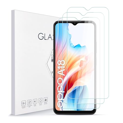 Stücke Schutzfolie für OPPO A18 4G,9H Härte Glas Super Langlebig, Anti-Öl,Schutzfoliefolie Displayschutz Displayschutzfolie für OPPO A18 4G 3 Stück von Asoway