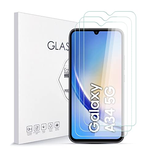 Stücke Schutzfolie für Samsung Galaxy A34 5G, 9H Härte Glas Super Langlebig, Anti-Öl, Einfache Installation Schutzfolie Displayschutz Displayschutzfolie für Samsung Galaxy A34 5G [3 Stück] von Asoway