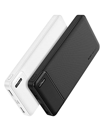 AsperX Power Bank 2 Stück, Powerbank 10000mAh (USB-C-Eingang und -Ausgang) Slim klein Aber stark Externer Handyakkus von AsperX